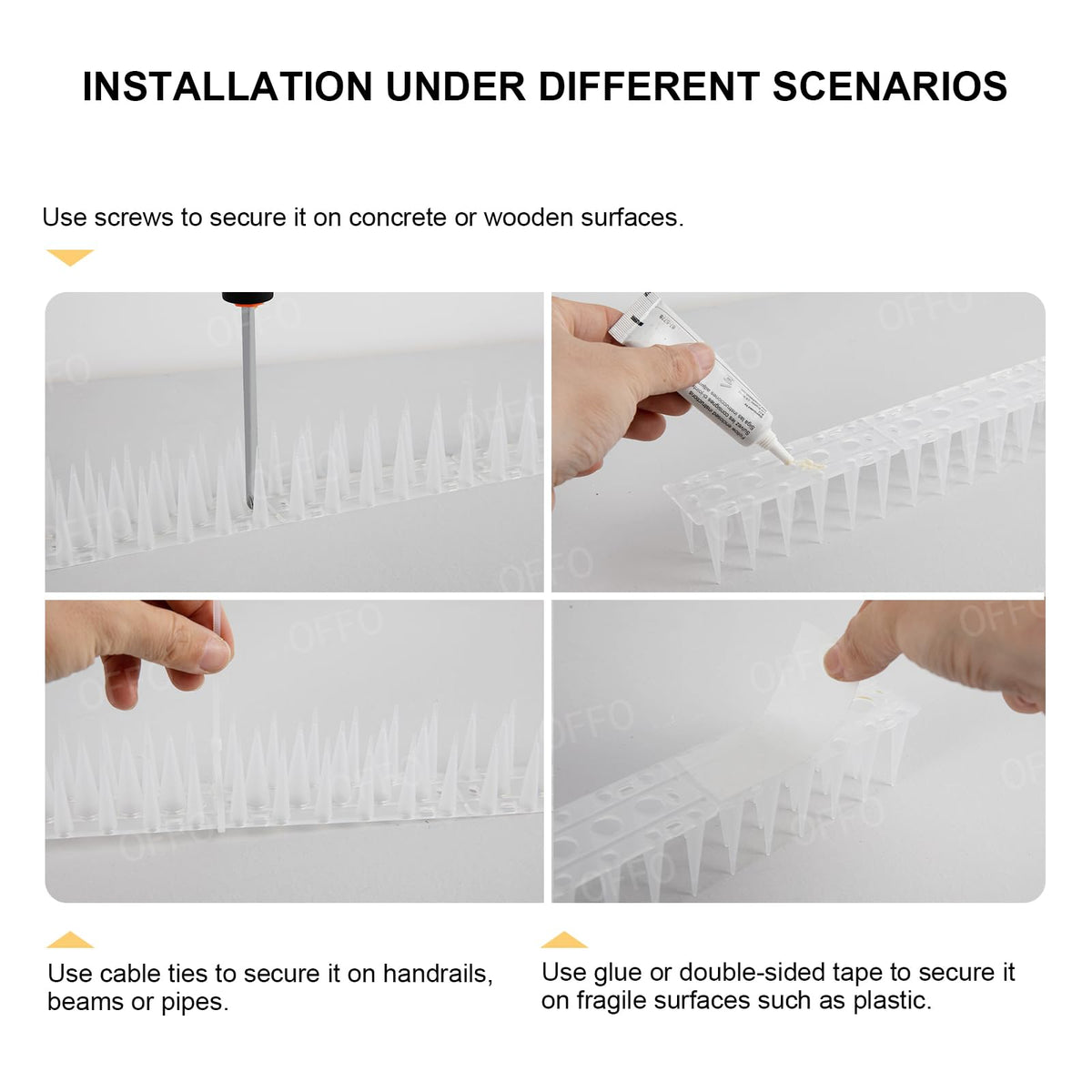 OFFO Bird Spikes weatherproof PP material withstands cold and heat