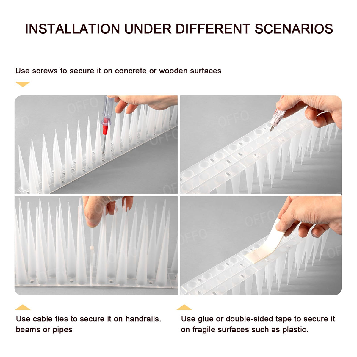 OFFO Bird Spikes windowsill application keeps surfaces bird-free