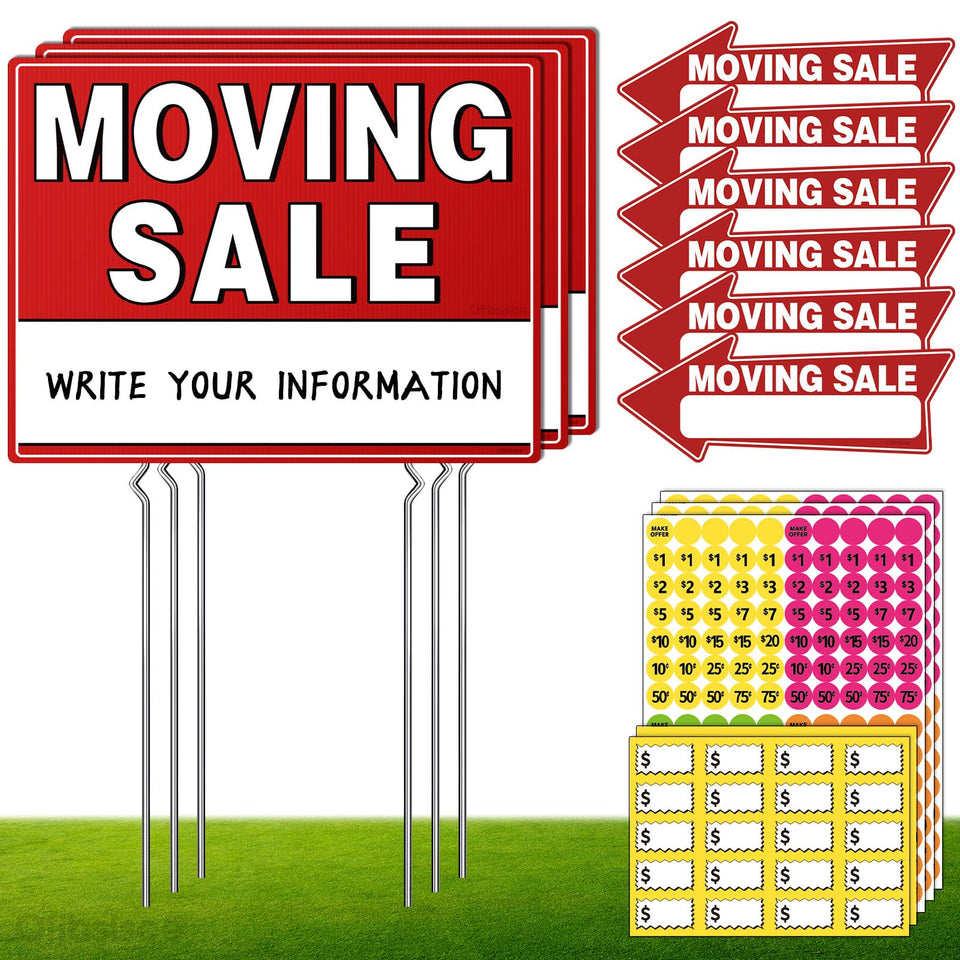 Ofibsisce moving sale signs arrows guide buyers from curb to driveway increasing visibility
