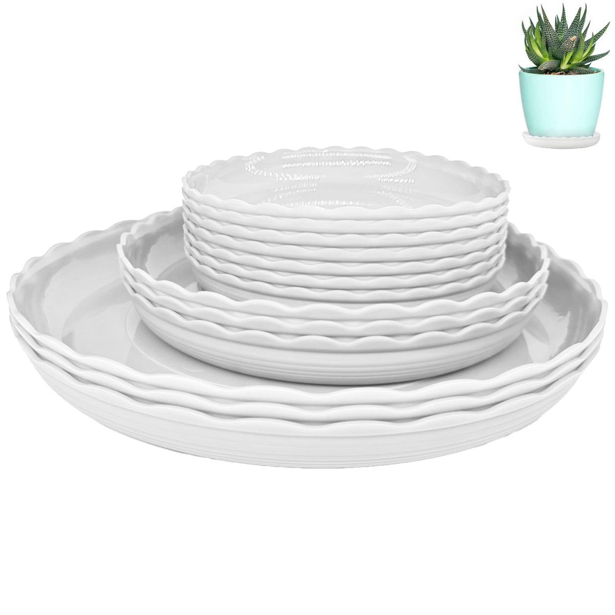 OFiSEXPT plant saucer 6-inch protects indoor surfaces by catching excess water.