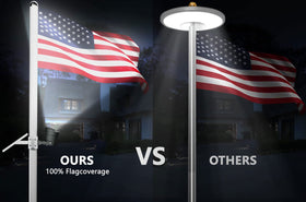 Ofuray solar flag pole light night illumination highlighting flag clearly