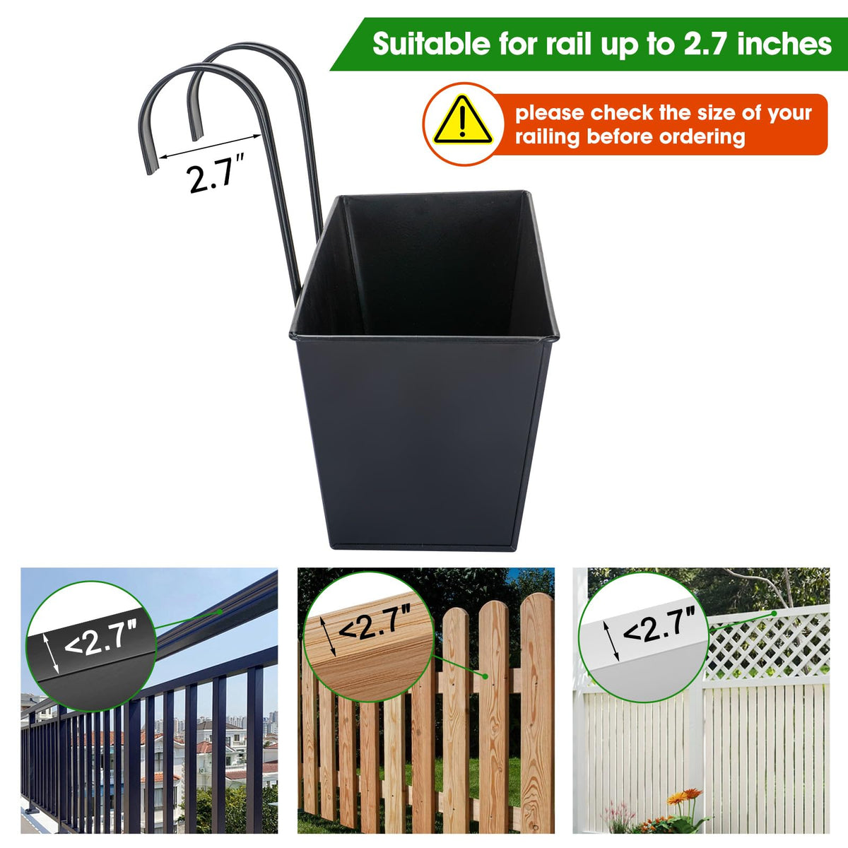 OGIMA all-weather railing planter resisting sun, rain, and frost