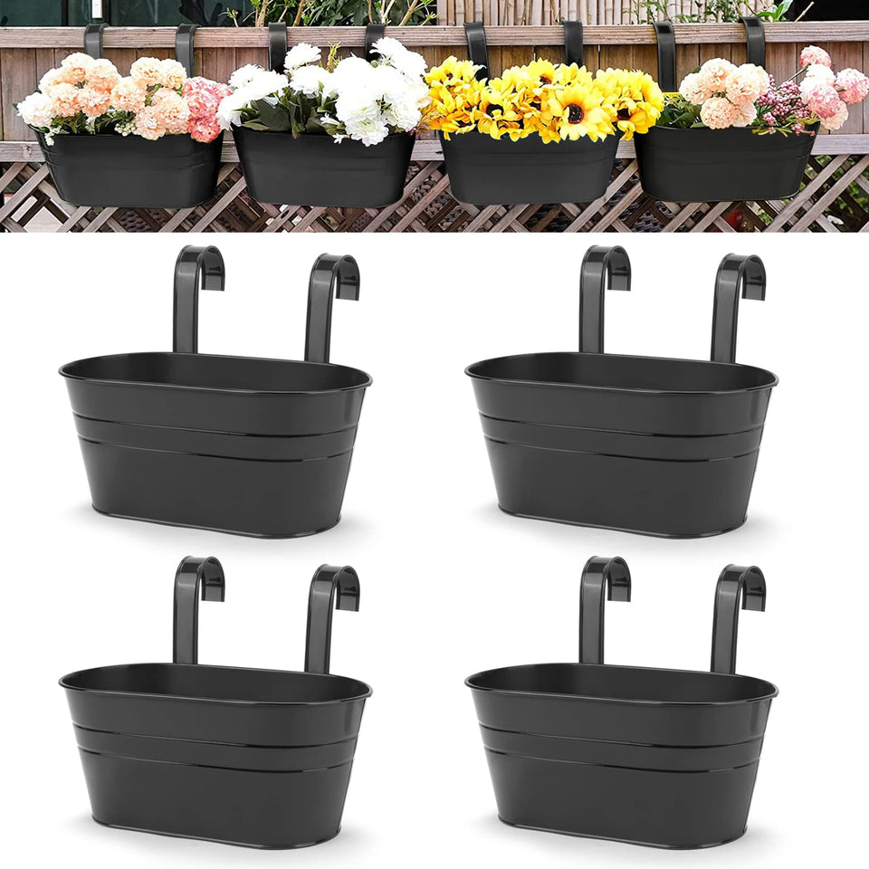 OGIMA hanging metal flower pots for balcony décor and easy mounting
