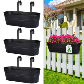 OGIMA railing planter box 16-inch, spacious growing area for flowers and herbs on balconies.