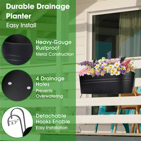OGIMA rectangular matte-finish planters, sleek weatherproof aesthetics for modern patios and fences.