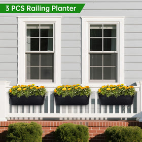 OGIMA versatile outdoor planters for railings, ideal for lining patios or framing balcony views.