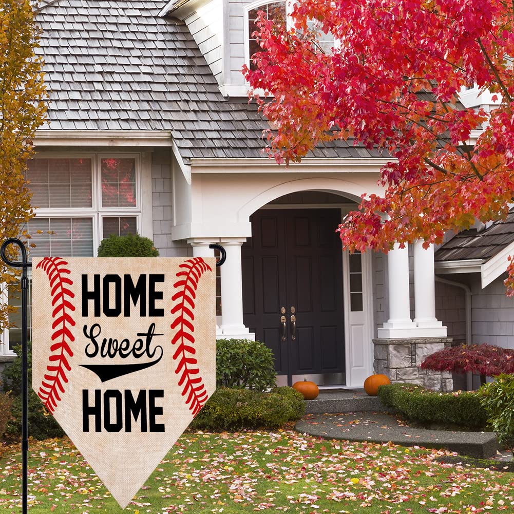 Ogiselestyle Home Sweet Home baseball flag vertical display to fit narrow porches