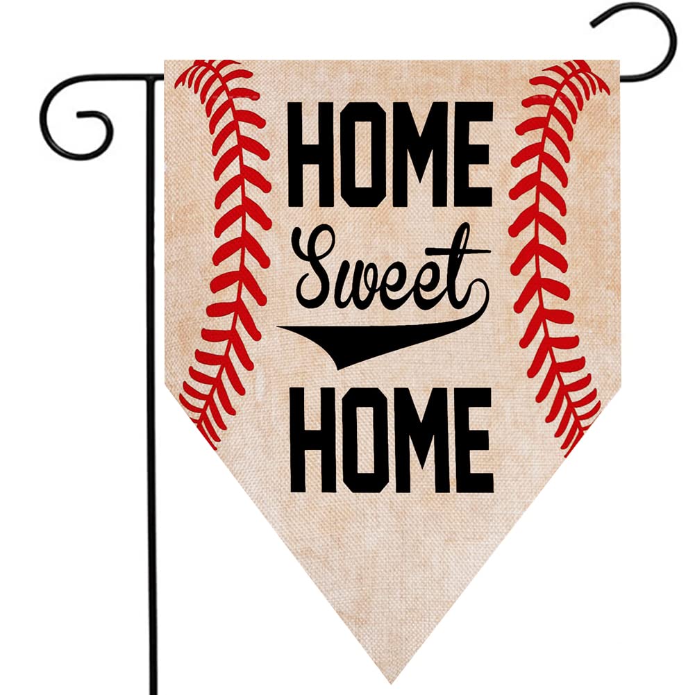 Ogiselestyle Home Sweet Home baseball flag front view, vibrant outdoor decor for eye-catching curb appeal