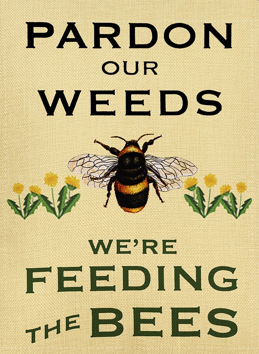 Ogiselestyle Pardon Our Weeds flag back side ensures readability from both yard angles.