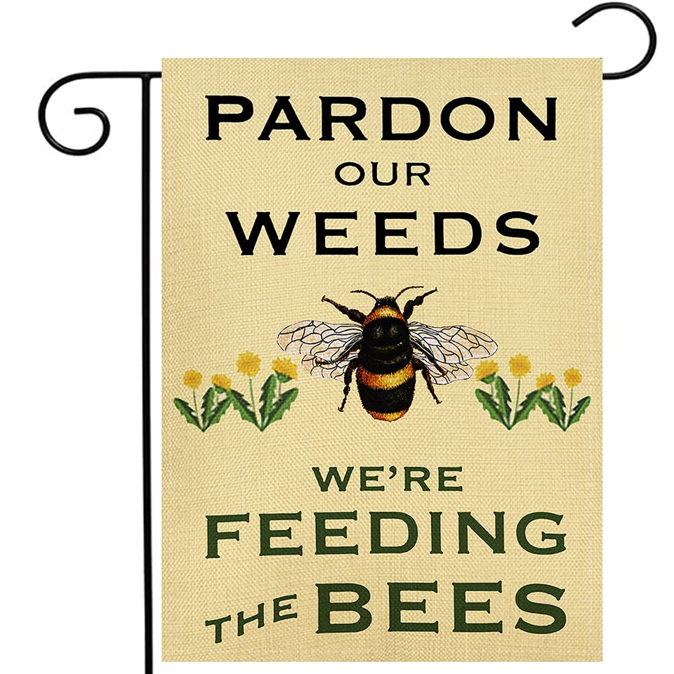 Ogiselestyle Pardon Our Weeds flag front view, double-sided visibility for outdoor decor.