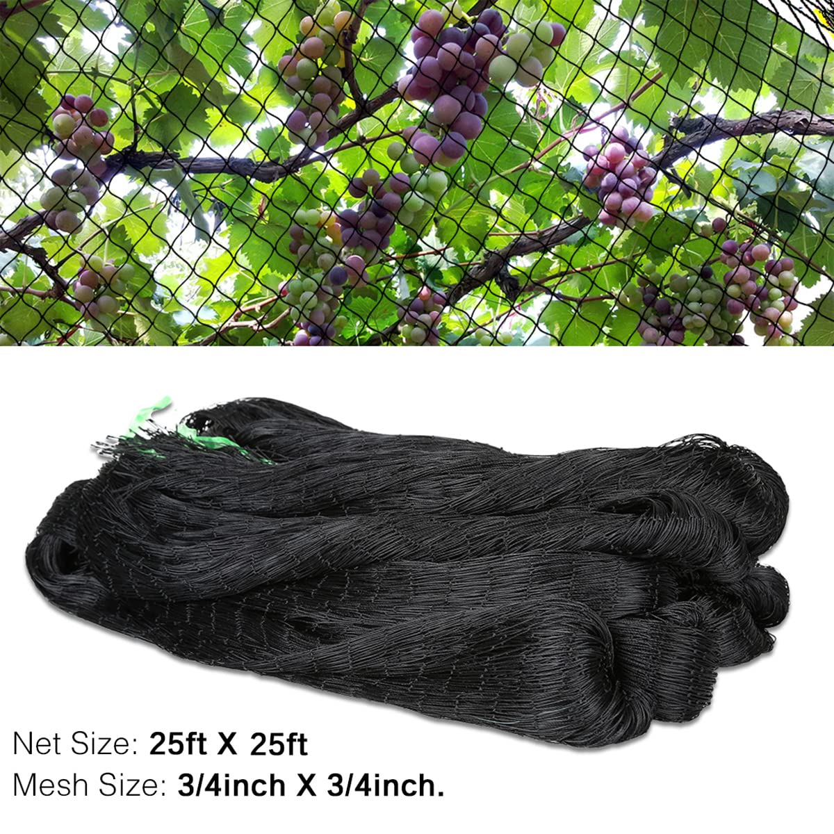 OGORI heavy-duty nylon netting with 3-4 inch mesh deters garden pests