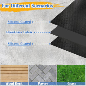 Ogrmar grill mat placed on deck protecting wooden and paved surfaces
