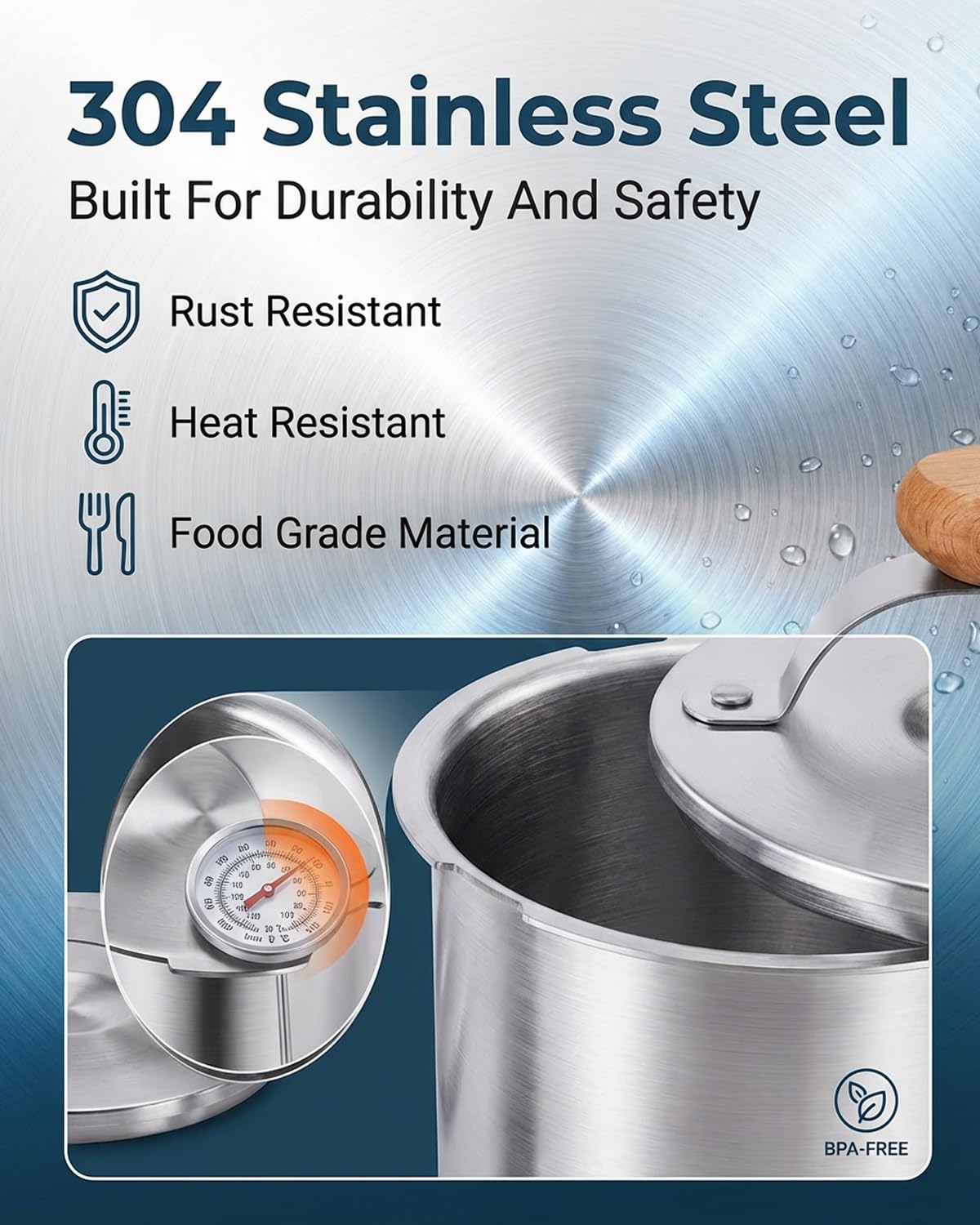 OGTKHRT 304 stainless steel construction emphasizes durability and rust resistance during daily use.