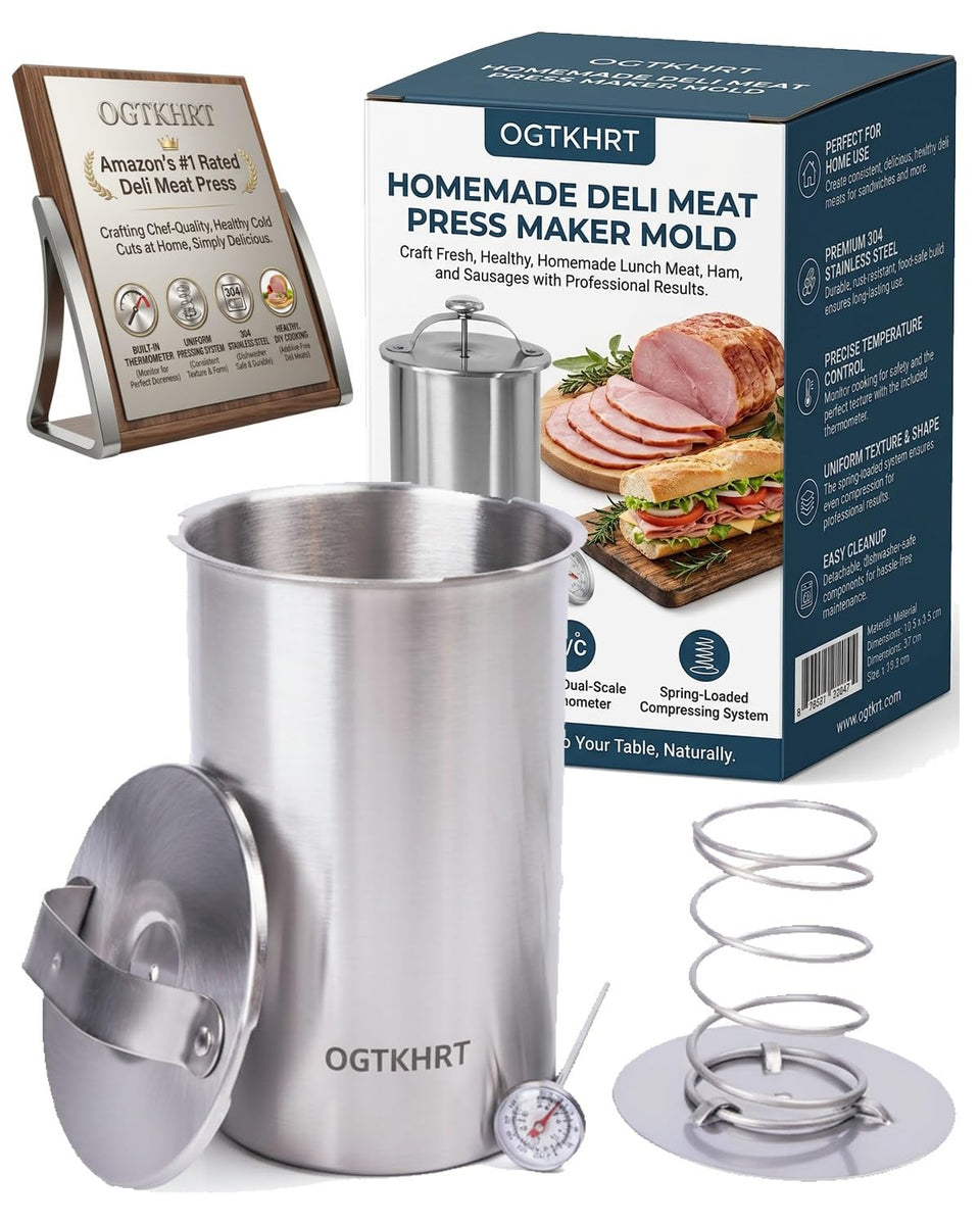 OGTKHRT deli meat press assembly shows sturdy construction for uniform slices at home.