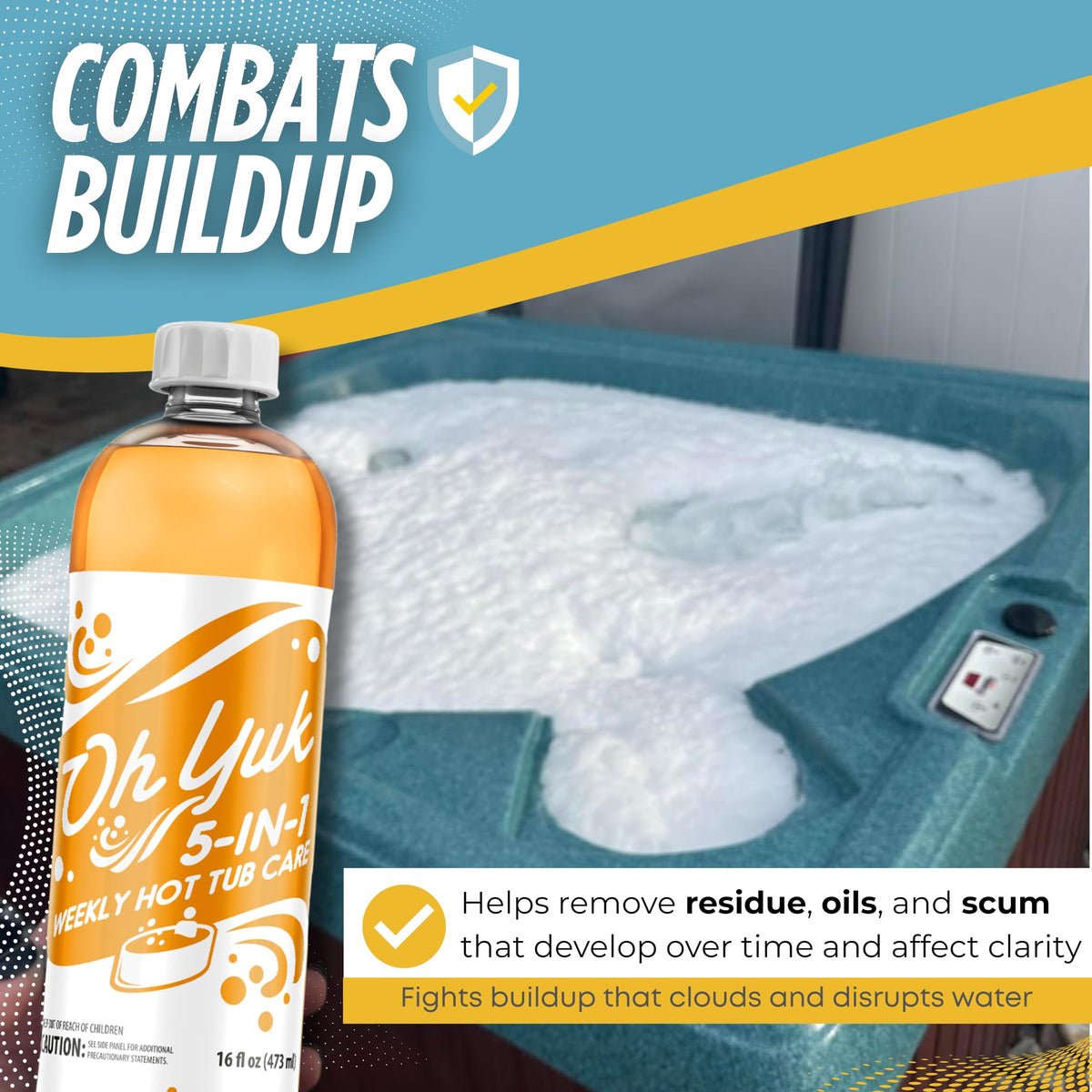 Oh Yuk dosing cap bottle highlights precise weekly dosing for consistent results.