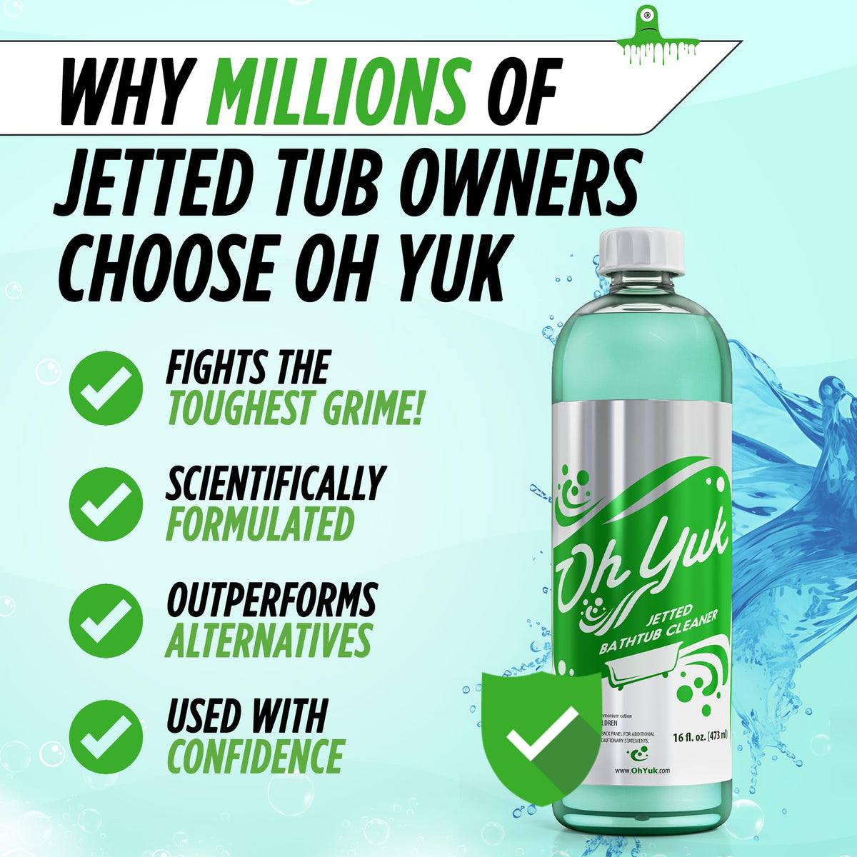 Oh Yuk visible results with black flakes flushing out during cleaning