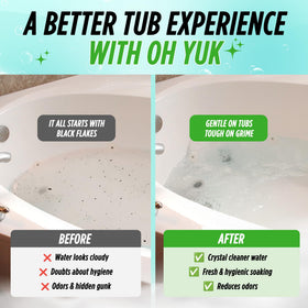 Jets running with Oh Yuk cleaner inside the tub during cleaning