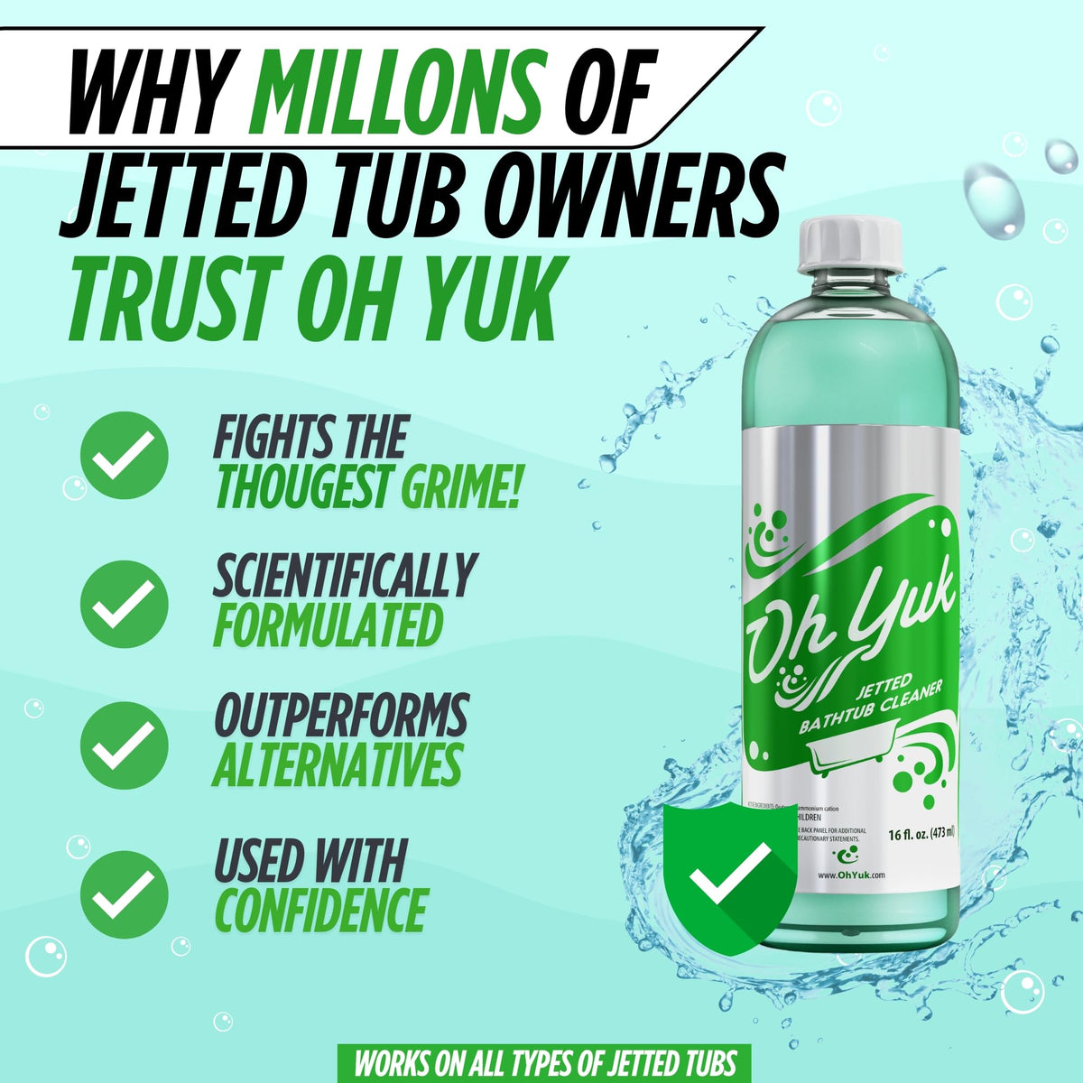 Pouring Oh Yuk cleaner into tub to start the cleaning cycle