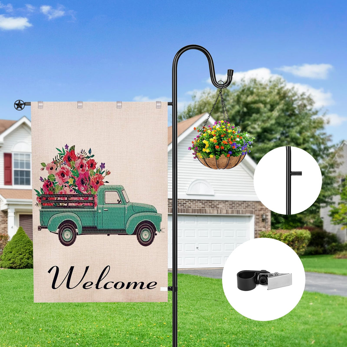 OHCISP weatherproof rust-resistant finish on garden flag stand
