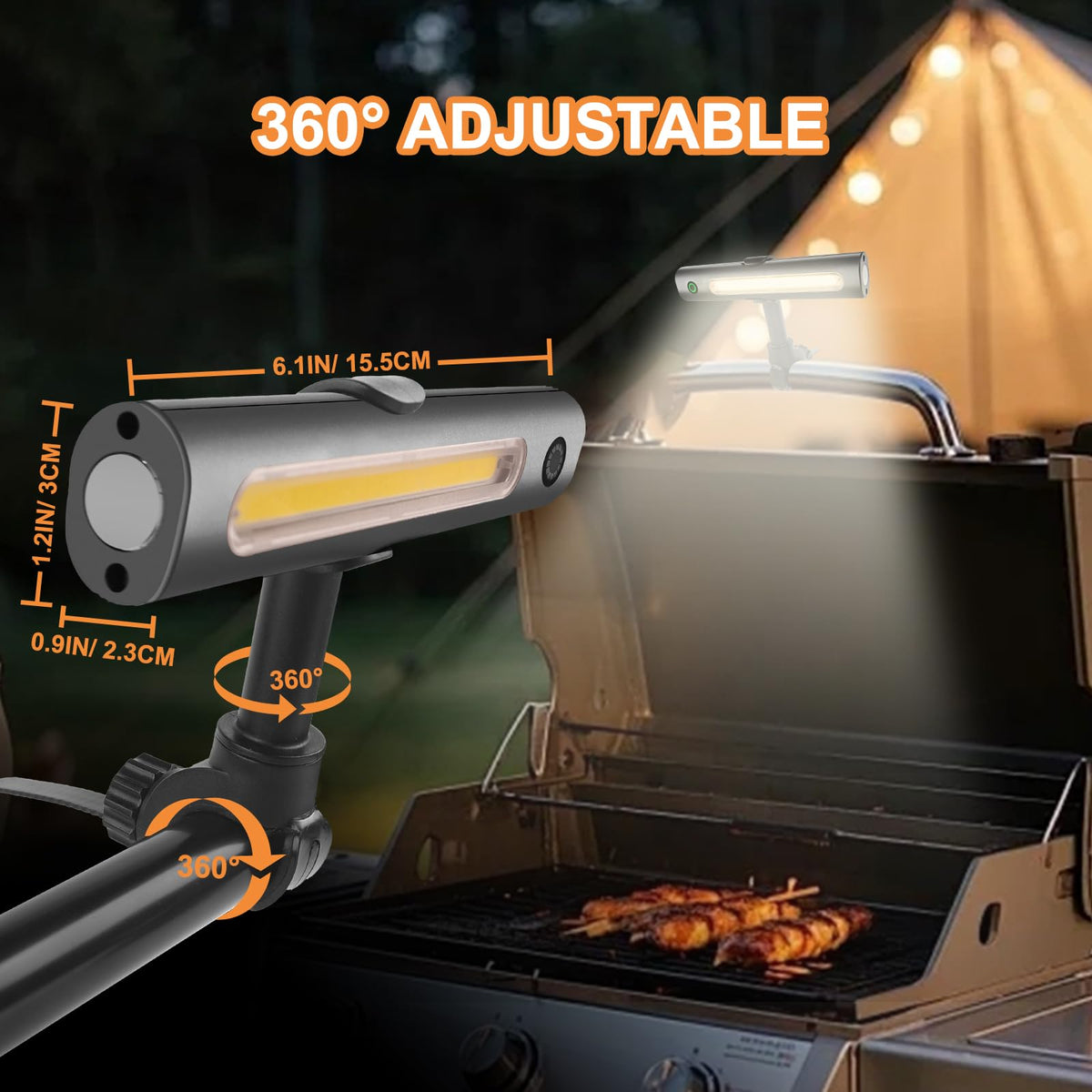 OHIFAST grill light with strap attachment for versatile handle mounting