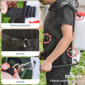 Ohoho strap distributing weight across shoulders for easier spraying.