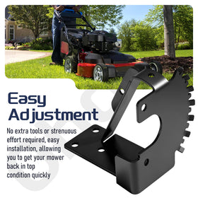 Durable deck adjustment part helps even mowing on slopes
