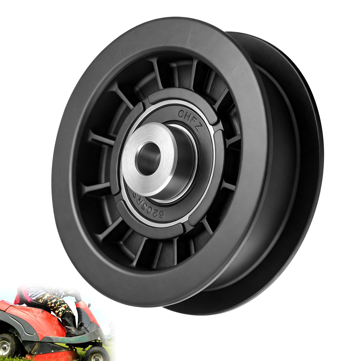 Ohoho flat idler pulley for Husqvarna mowers ensures smooth belt tracking.