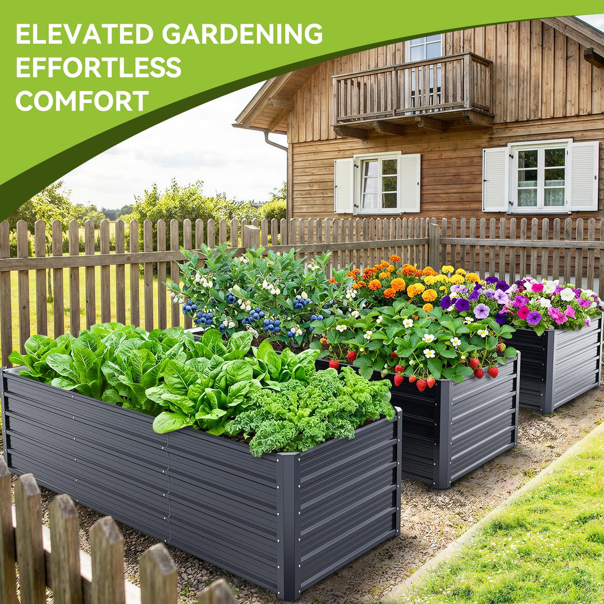 Ohuhu 341-gallon soil capacity visualization for spacious vegetable and herb growing.