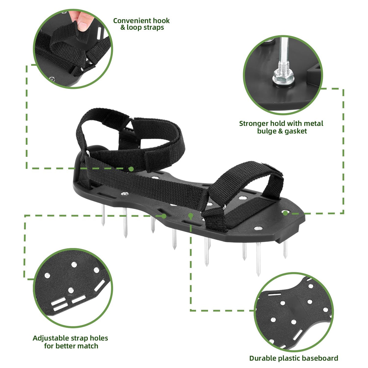 Ohuhu aerator shoes anti-corrosion heel support for long-term use.