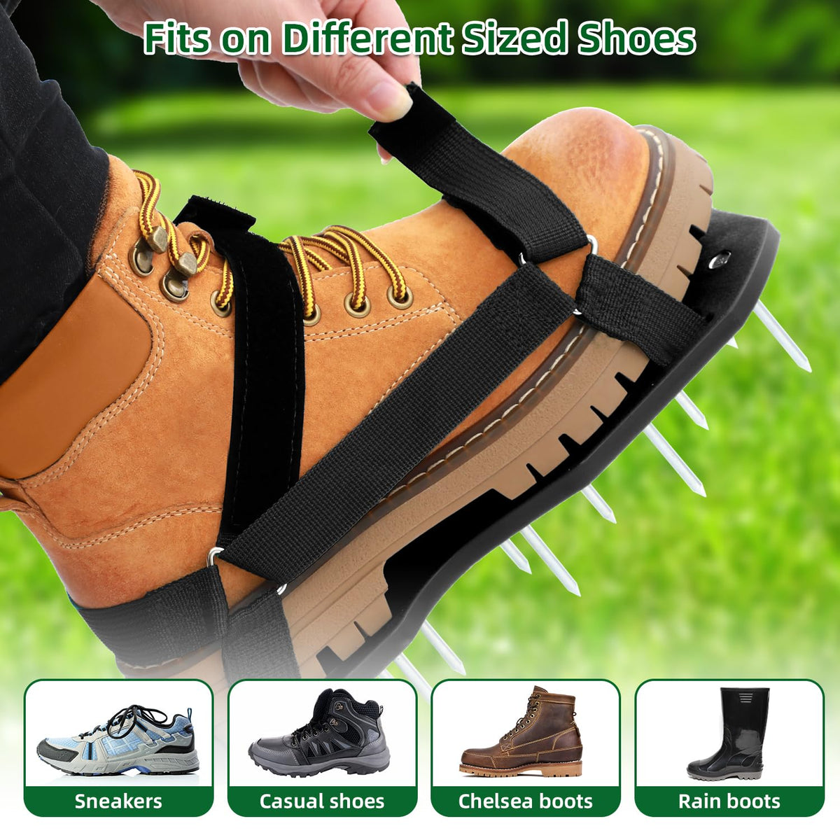 Ohuhu aerator shoes garden walking solution for healthier-looking lawns.