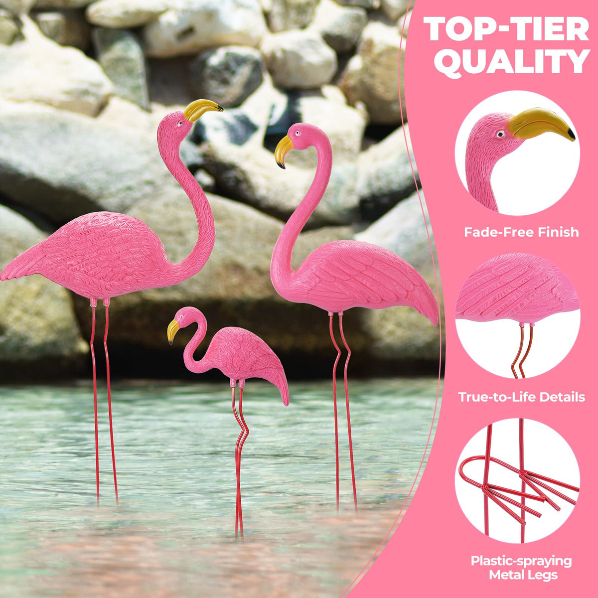 Ohuhu family flamingos yard ornaments, 19-inch, perfect for charming patios and porches
