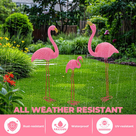 Ohuhu family flamingos yard ornaments, 31-inch, create a charming garden focal point