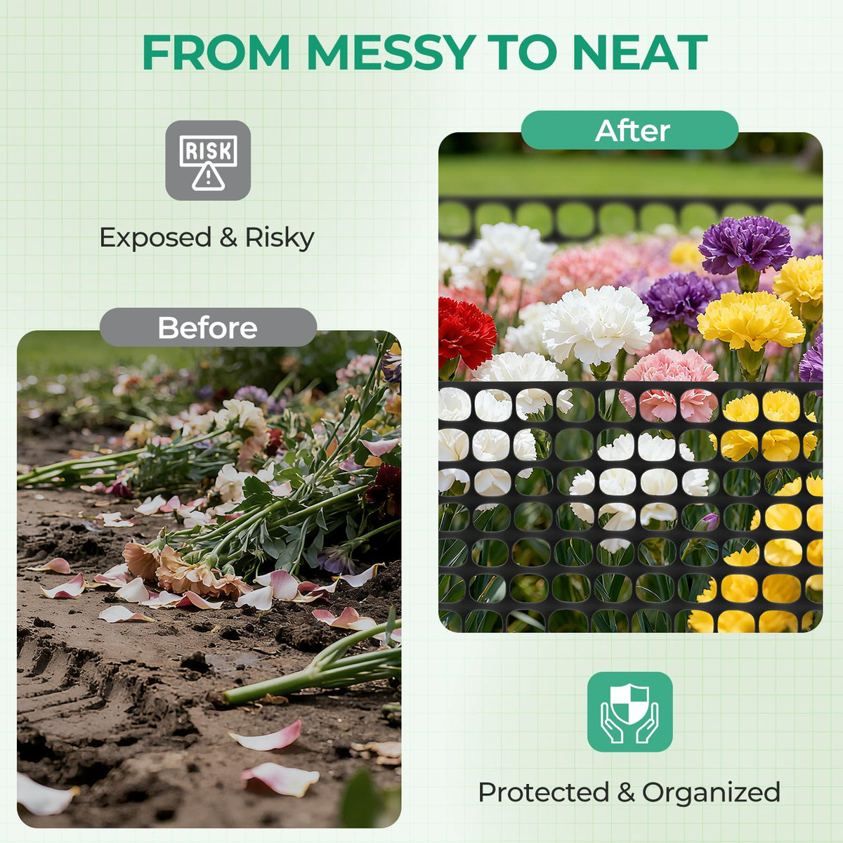 Ohuhu fence installation with cable ties—easy setup for garden barriers