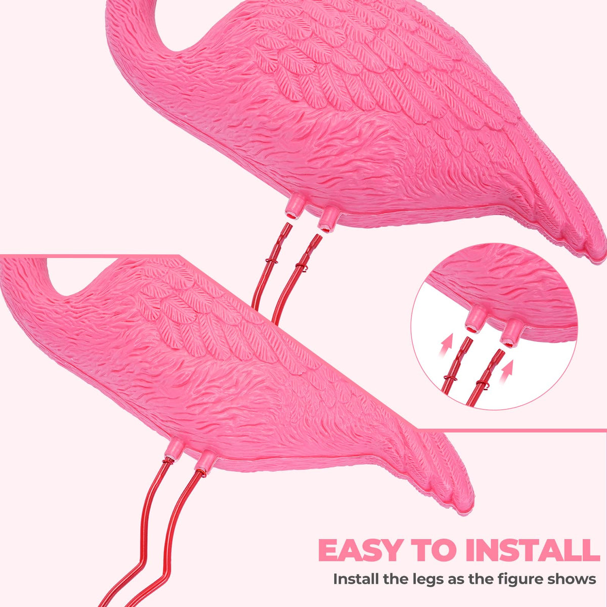 Ohuhu flamingo embossed feathers detail adds depth to yard decor
