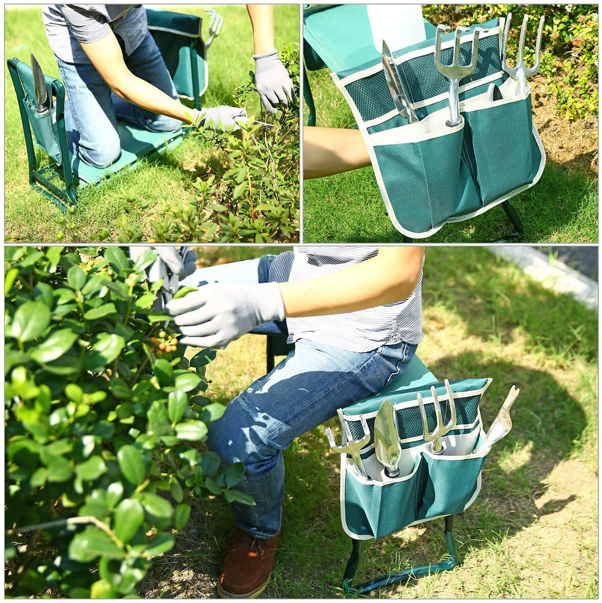 Ohuhu Garden Kneeler Seat open chair mode for hands-free planting