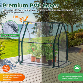 Ohuhu greenhouse showing waterproof mat to keep dirt contained and moisture controlled.