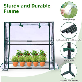 Ohuhu greenhouse with zippered door enabling easy watering and ventilation.