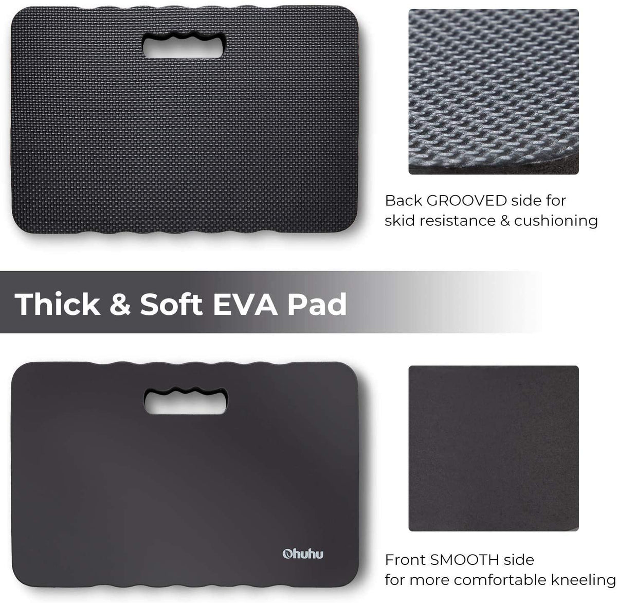 Ohuhu kneeling pad grain-texture underside provides stable grip on rough surfaces.
