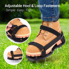 Ohuhu lawn aerator shoes adjustable one-size-fits-all for a comfortable fit.