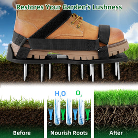 Ohuhu lawn aerator shoes no-installation required, simply strap on and walk your yard.