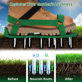 Ohuhu Lawn Aerator Shoes adjustable straps for a secure, comfortable fit.