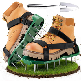 Ohuhu lawn aerator shoes with Velcro strap for quick, secure fit during lawn care.