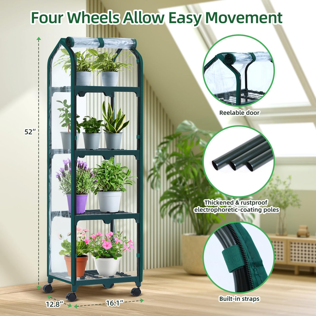 Durable, rust-resistant PVC stands up to indoor and outdoor use.