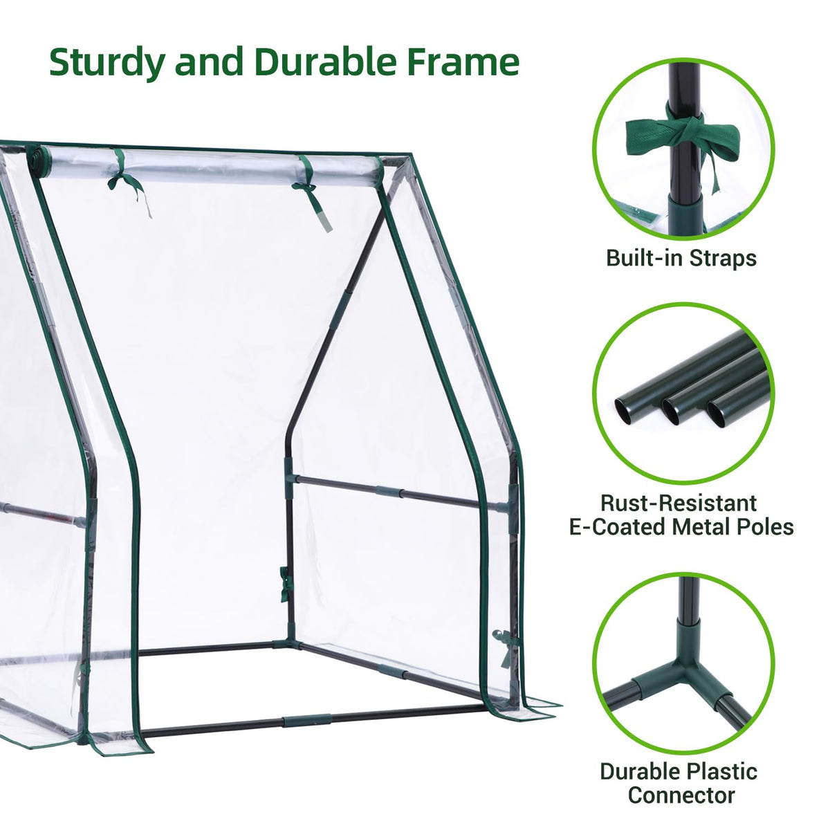 Ohuhu Mini Greenhouse indoors supports tiny seed trays and pots.