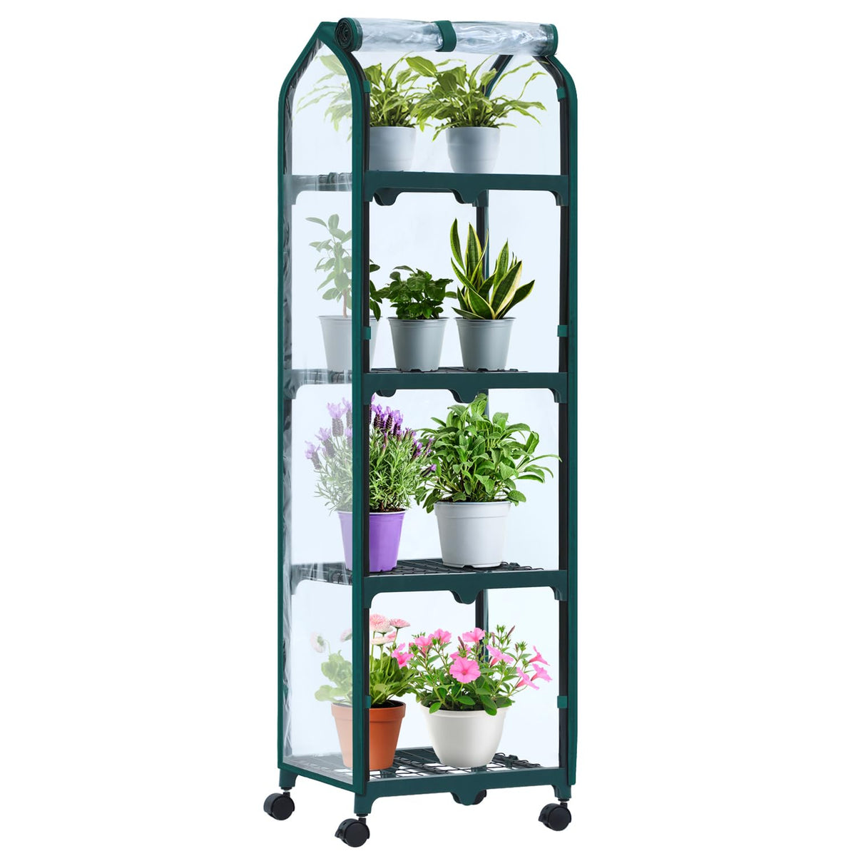 Ohuhu mini greenhouse with locking wheels enables easy indoor-outdoor repositioning.