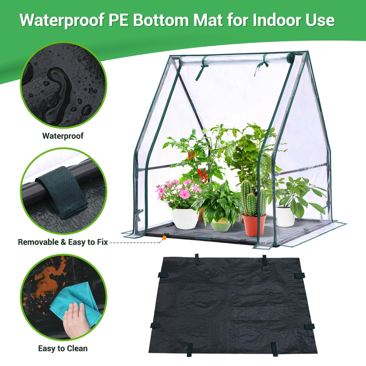 Ohuhu Mini Greenhouse zippered door enables easy access and airflow.