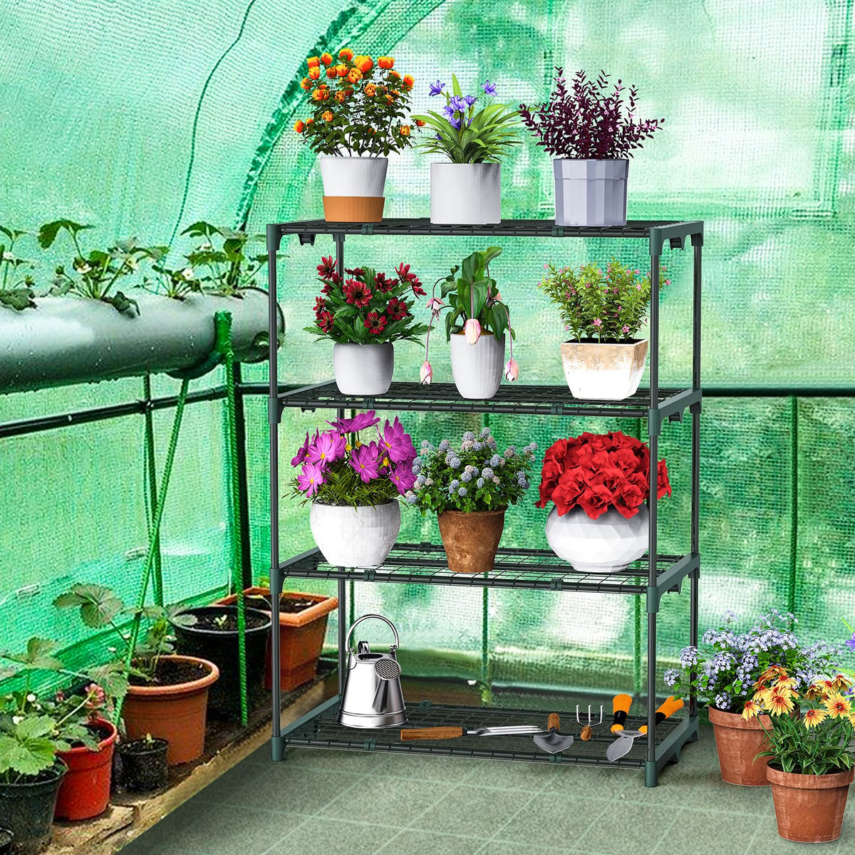 Ohuhu 2-Pack greenhouse shelves portable design for balcony and patio storage