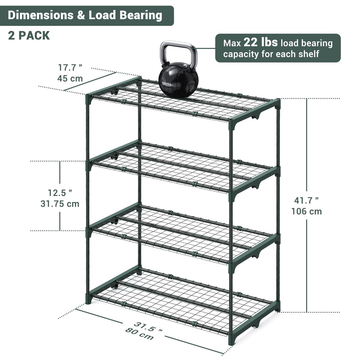 Ohuhu 4-Tier Shelves easy assembly with no tools required in minutes