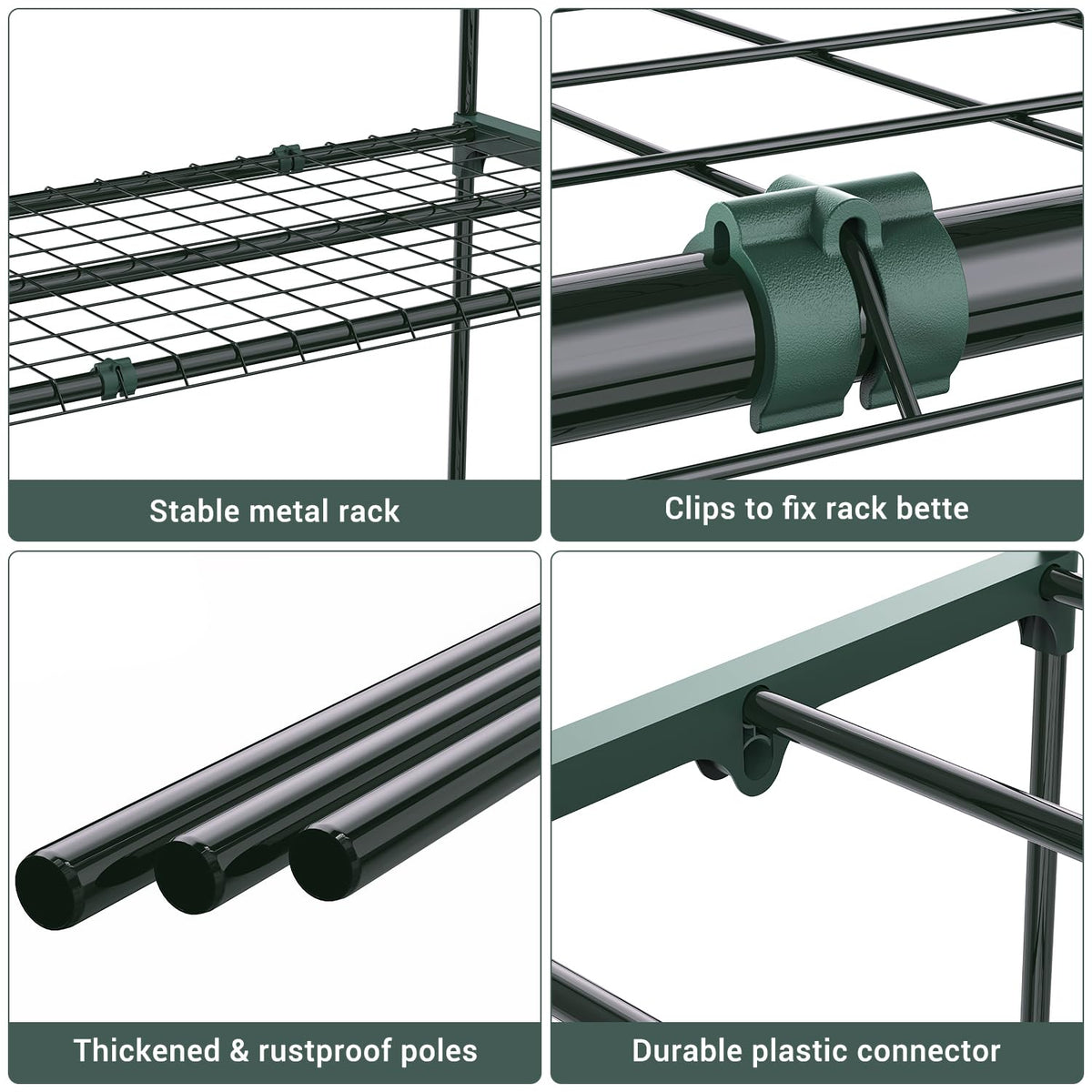 Ohuhu 4-Tier Plant Greenhouse Shelves with metal mesh shelves for airflow and drainage