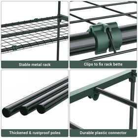 Ohuhu 4-Tier Plant Greenhouse Shelves with metal mesh shelves for airflow and drainage